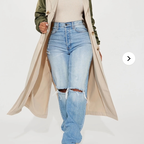 Fashion Nova Cream and Green So Caught Up Trench Coat - Picture 5 of 7